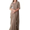 AKHILAM Women's Georgette Embellished Saree With Unstitched Blouse Piece