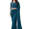 Women's And Girls Embroidery Lace & Sequence Embroidery Chiffon Saree With Unstitched Blouse Piece
