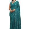 TRENDMALLS Women's Georgette Heavy Sequins Work Heavy Saree with Blouse